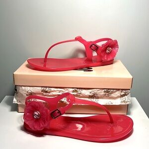 JUICY COUTURE ‘Filomena’ Flower Jelly Flamingo Pink Thong Sandals - Women’s 7